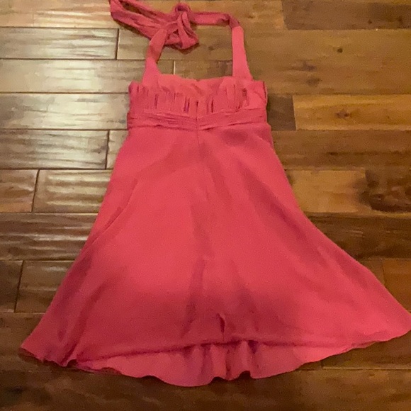 David’s Bridal Bright Pink Sz 2 dress sleeveless - fabric tie support - Picture 2 of 6
